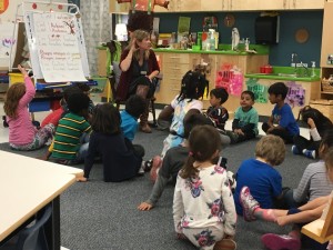 Madame MCurry teaching the children about Falling leaves